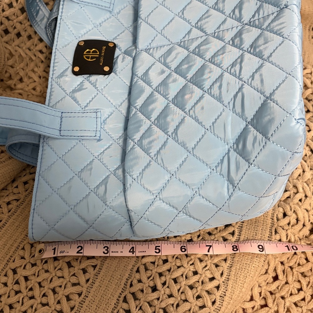 NWOT Alexis Bendel Sky Blue Quilted Tote - Picture 7 of 8